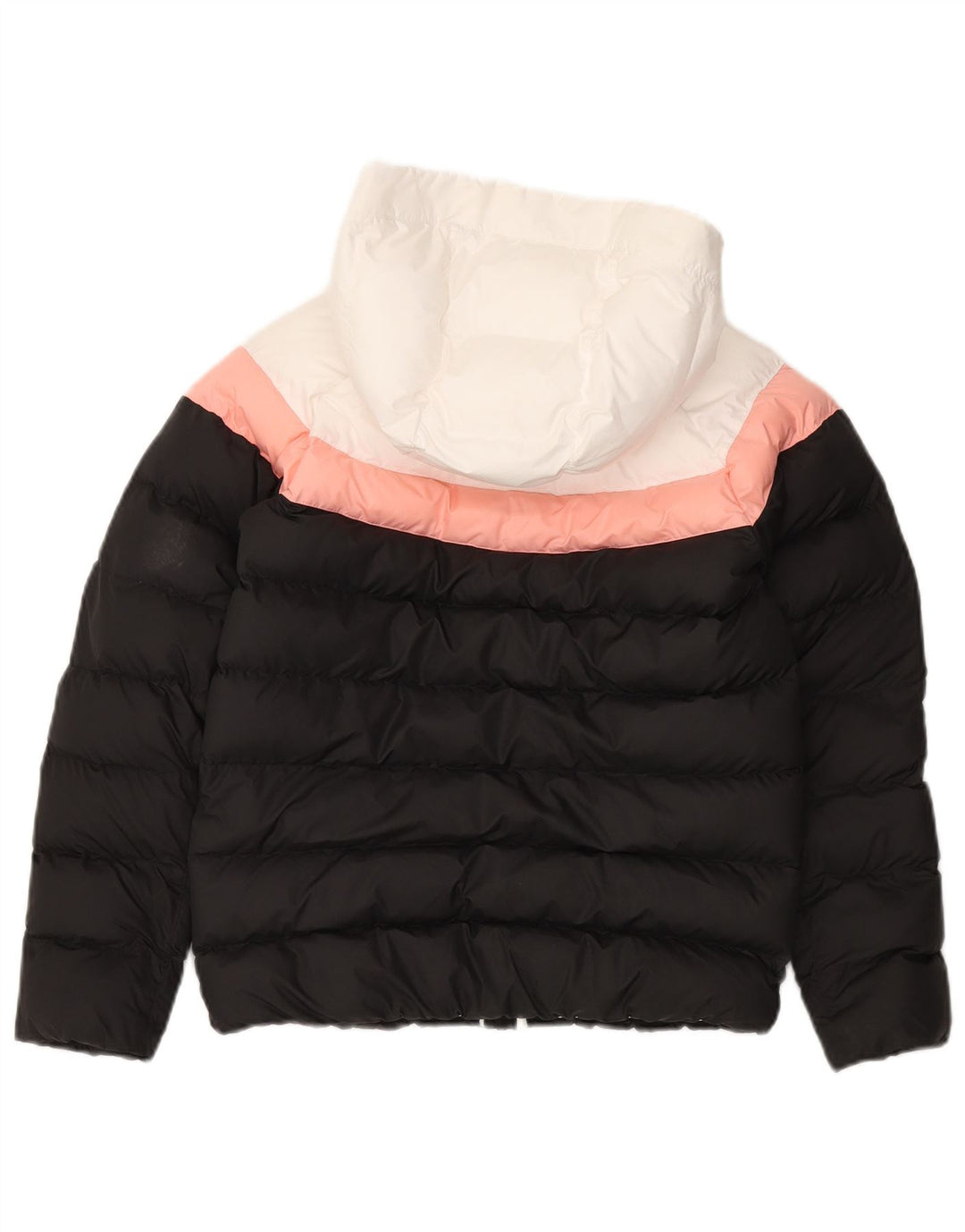 Nike Mädchen-Kapuzenjacke, gepolstert, 10–11 Jahre, Mittelschwarz, Farbblock