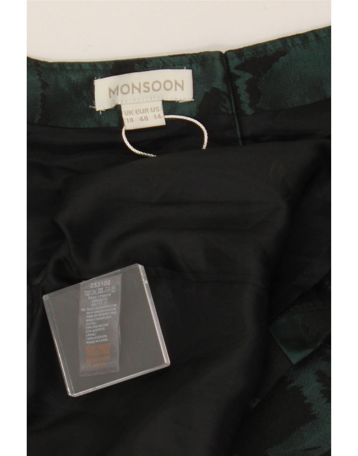 MONSOON Damen Ärmelloses Etuikleid UK 18 XL Grün geblümtes Polyester