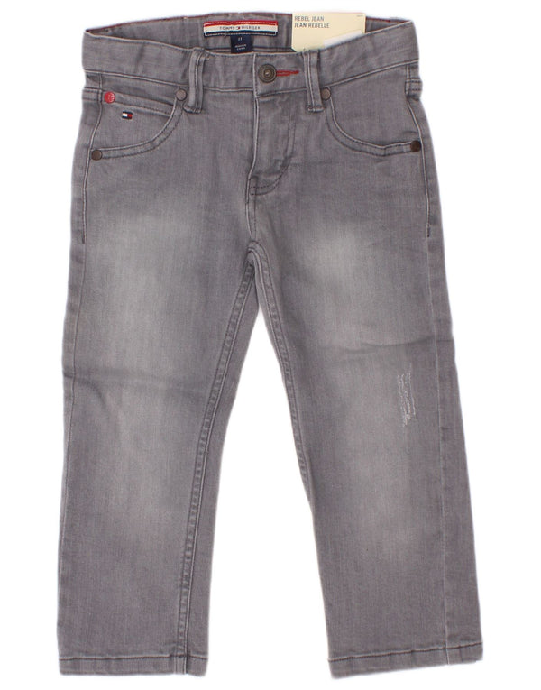 Tommy Hilfiger Distressed Straight Jeans für Jungen, 2–3 Jahre, W22, L15, graue Baumwolle