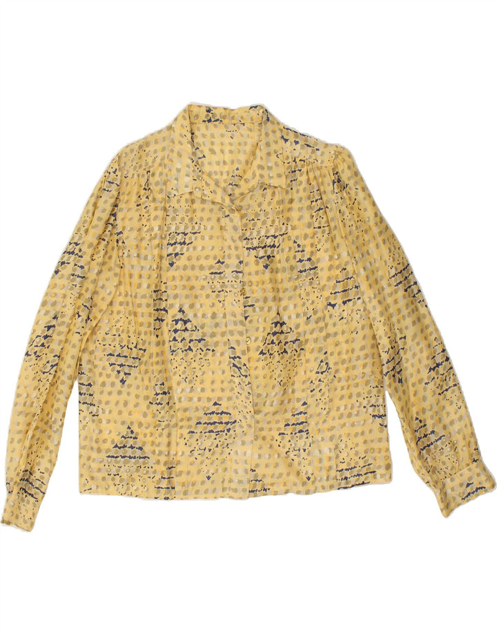 VINTAGE Womens Abstract Pattern Shirt UK 16 Large Yellow Cotton Vintage Vintage and Second-Hand Vintage from Messina Hembry 