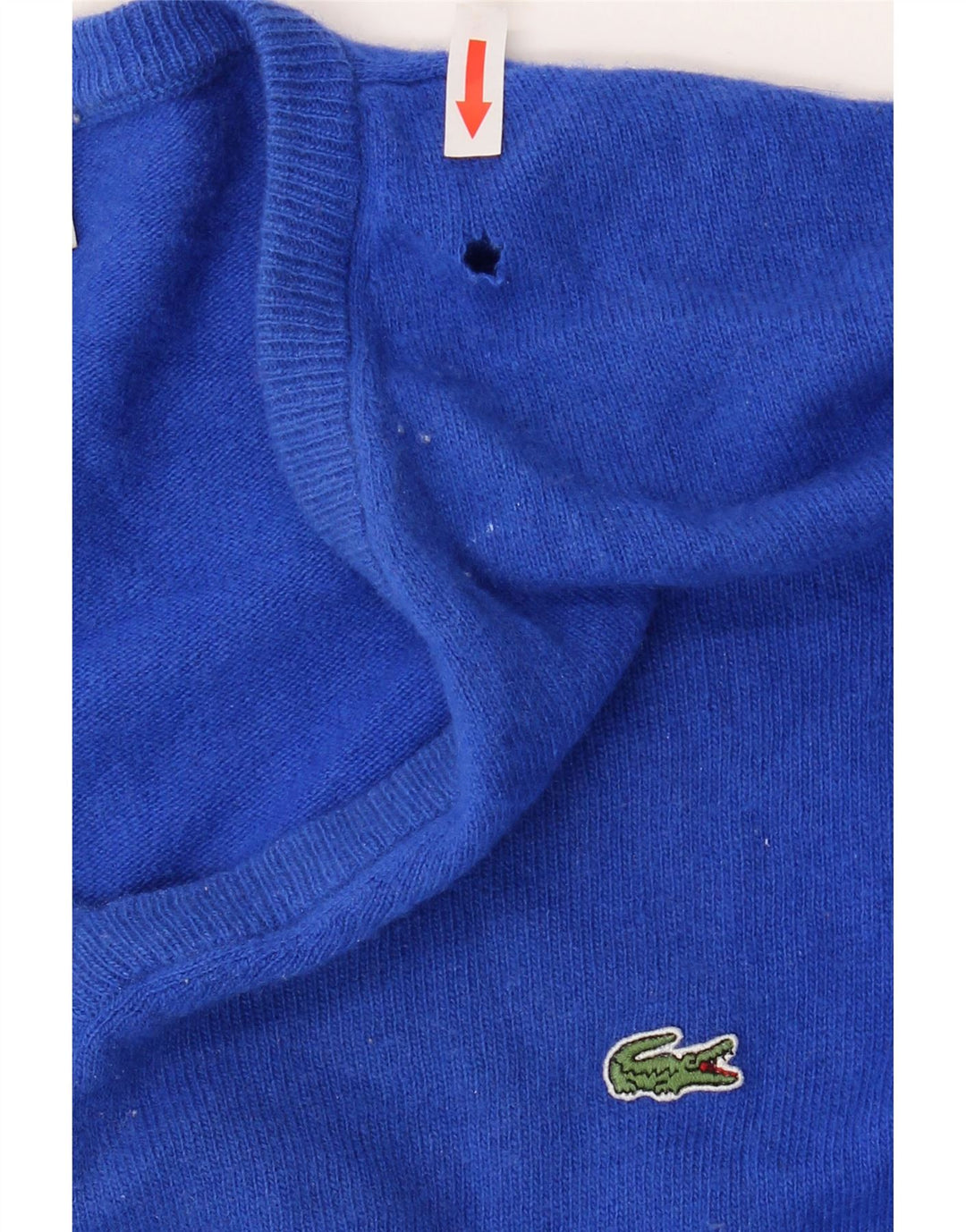 Lacoste Herren-Pullover mit V-Ausschnitt, Größe 6 XL, blaue Schurwolle