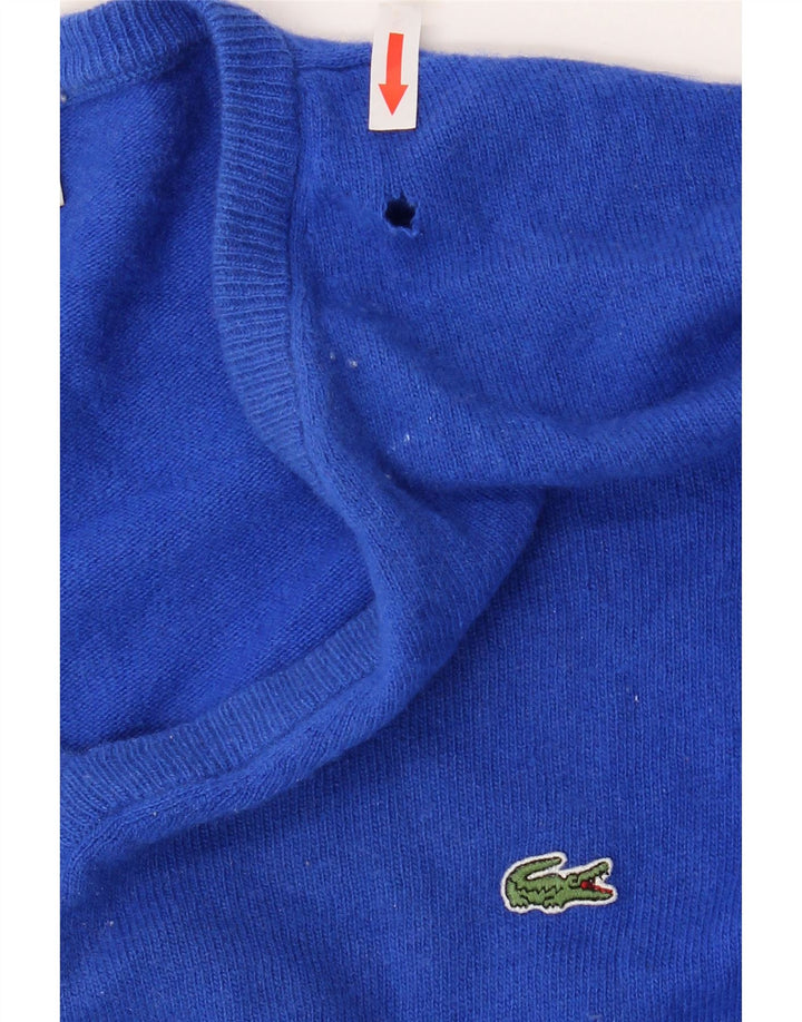 Lacoste Herren-Pullover mit V-Ausschnitt, Größe 6 XL, blaue Schurwolle