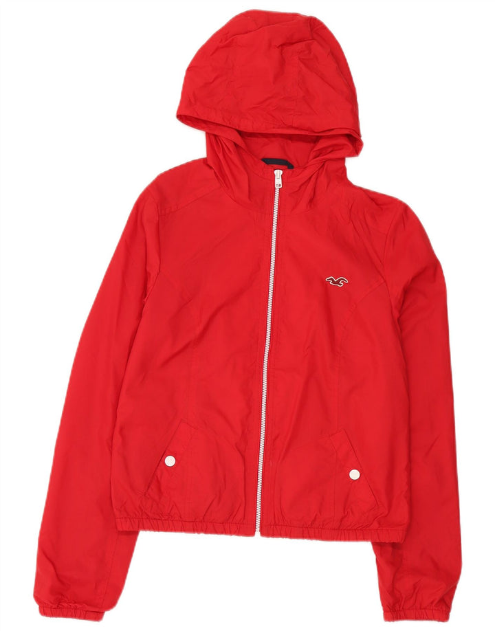 Hollister Damen-Regenjacke mit Kapuze, UK 12, mittelrotes Nylon