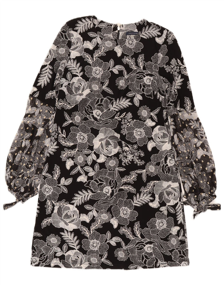 Tommy Hilfiger Damen Langarm-Etuikleid US 4 Small Schwarz geblümt