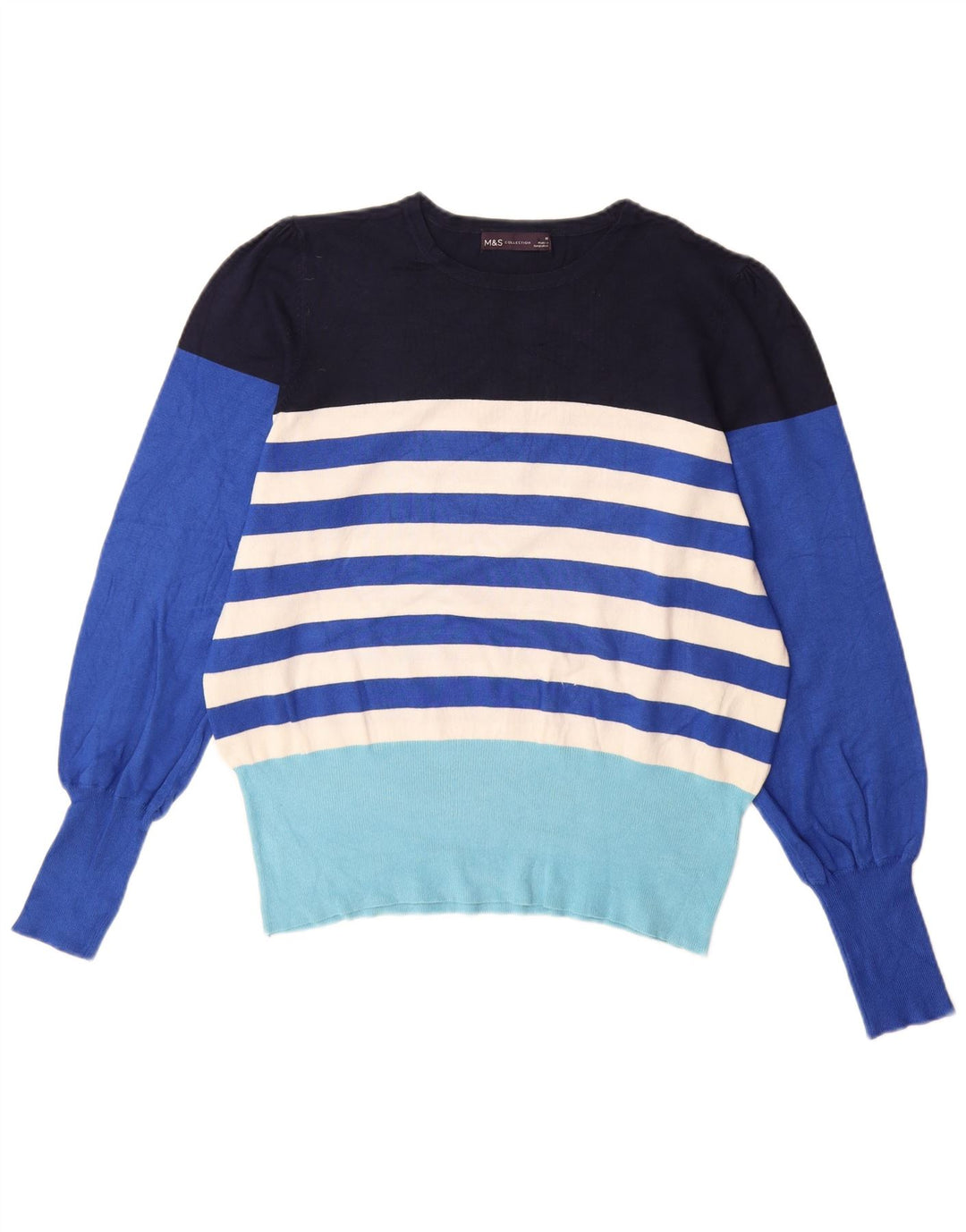 MARKS & SPENCER Damen-Pullover mit U-Boot-Ausschnitt, Gr. 16, Größe L, blau gestreift