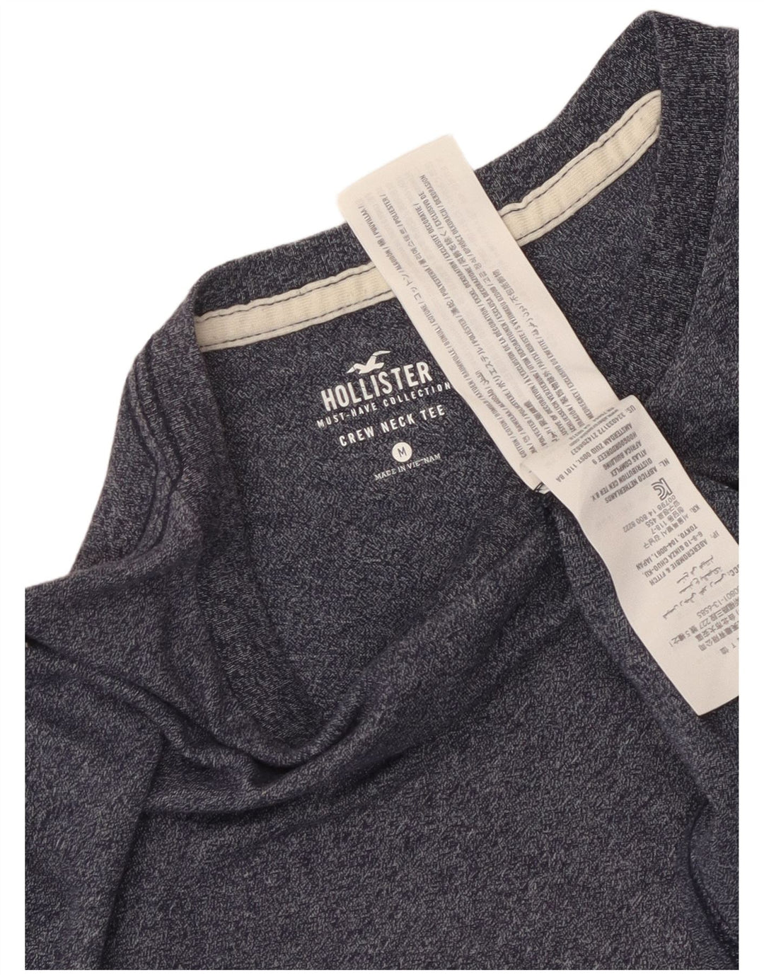 Hollister Herren-T-Shirt-Oberteil aus mittelblauer, gesprenkelter Baumwolle