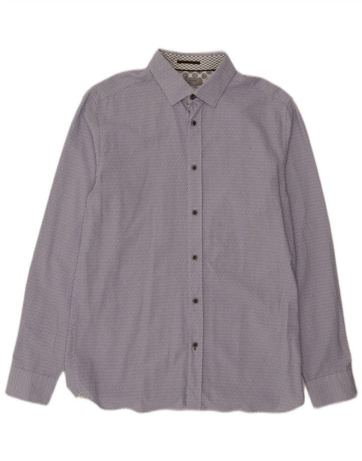 Ted Baker Herrenhemd, Größe 3, Mittelblau, Blumenmuster, Modal