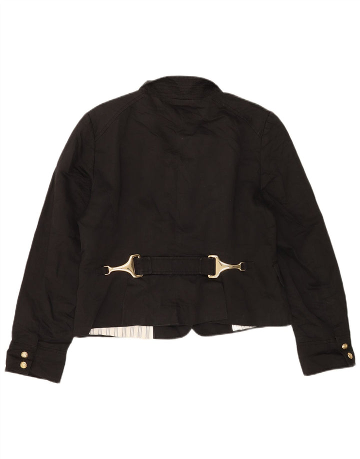 Zara Damen Crop Bomberjacke UK 18 XL Schwarz Baumwolle