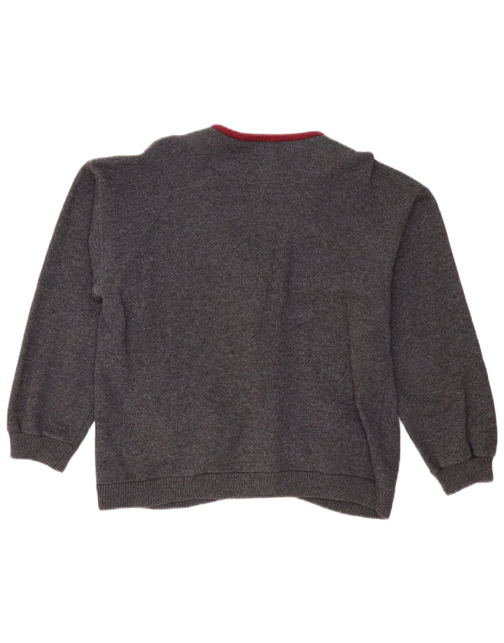 Vintage Herren Cardigan Pullover mittelgraue Wolle