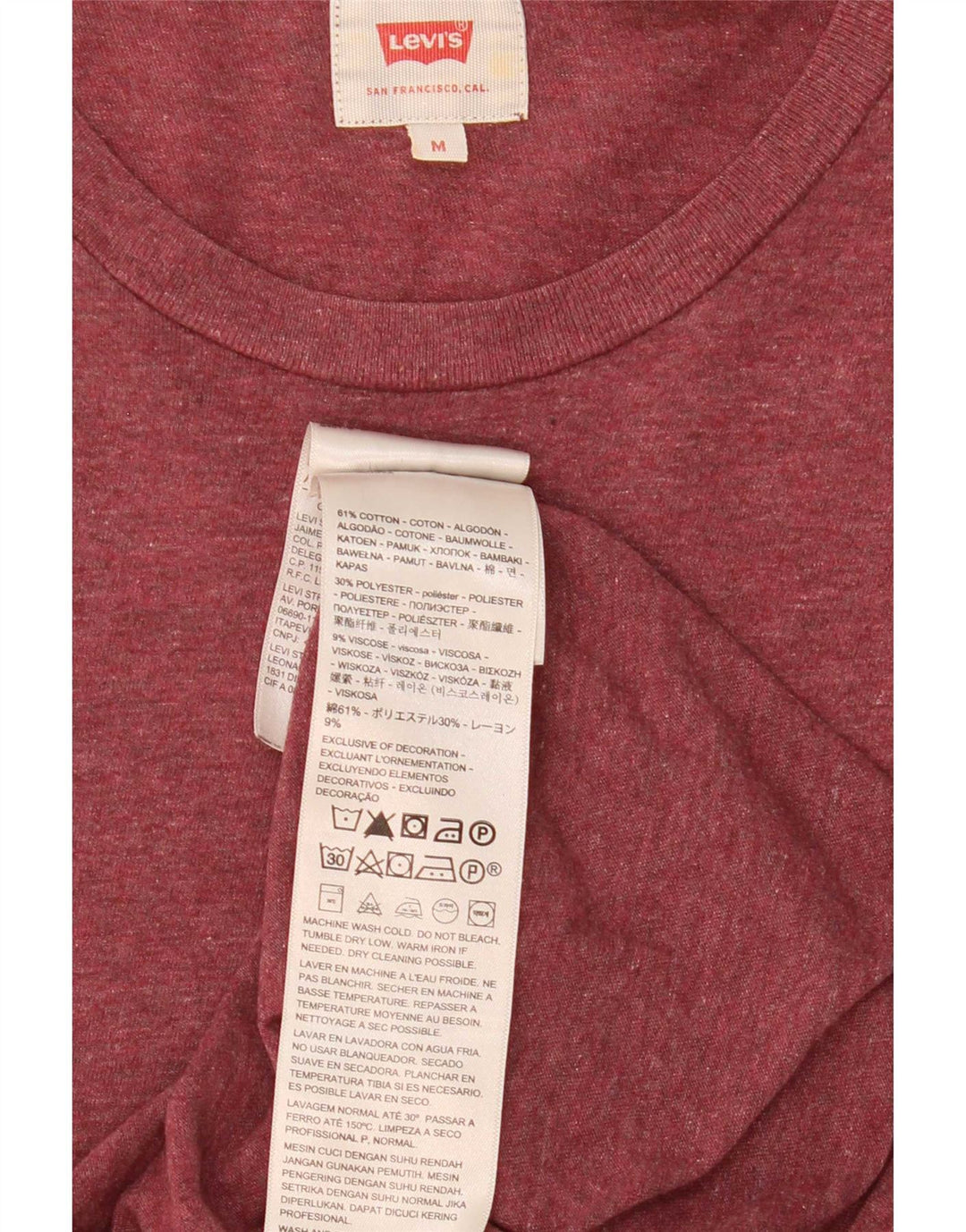 Levi's Herren-T-Shirt-Oberteil, mittlere kastanienbraune Baumwolle