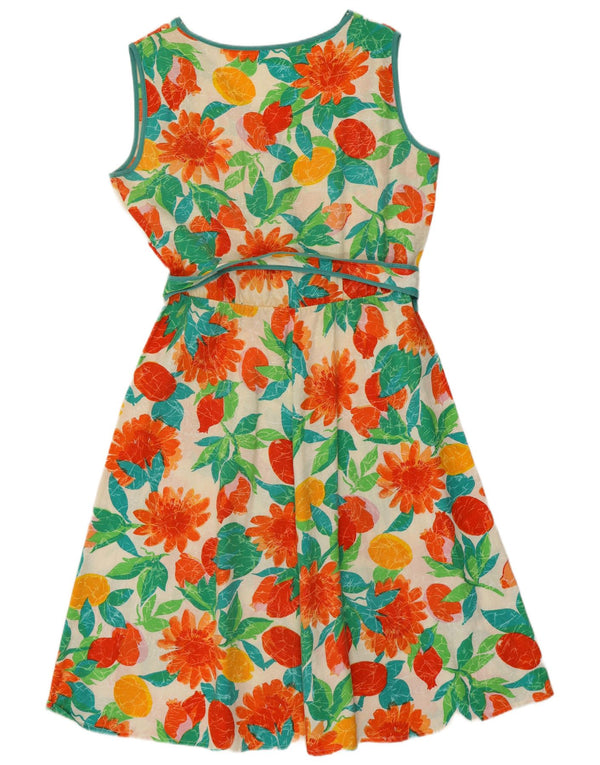 Vintage Damen Ärmelloses A-Linien-Kleid UK 14 Medium Mehrfarbig Bohemian