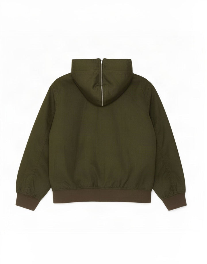 Armani Herren-Bomberjacke mit Kapuze, UK 40, großes Khaki-Polyester