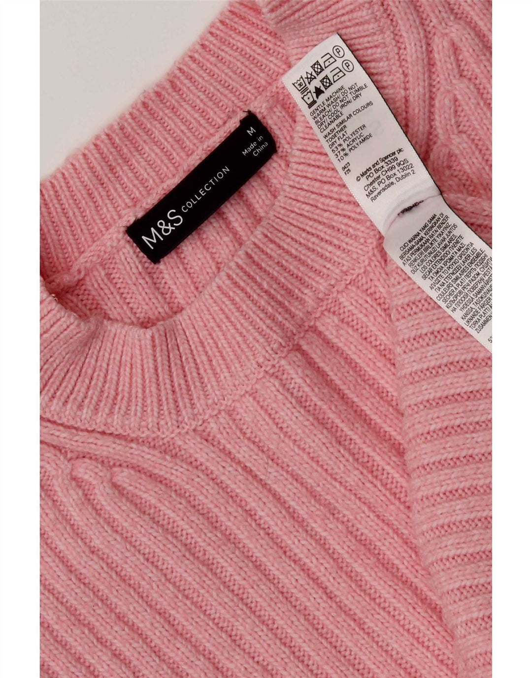 Marks & Spencer Damen-Pullover mit Rundhalsausschnitt, UK 14, Mittelrosa, Polyester