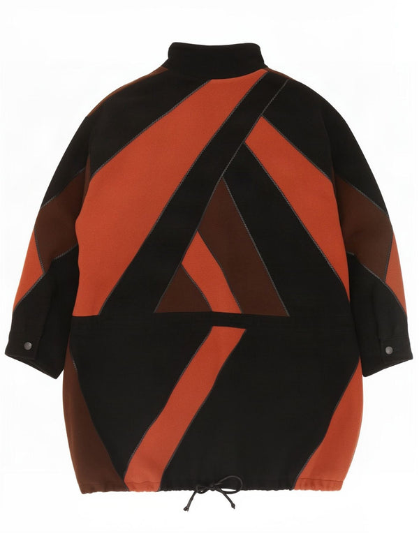 Philippe Vallereuil Damen Mantel UK 18 XL Schwarz Colourblock Schurwolle