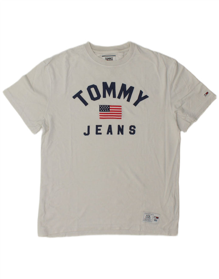 Tommy Hilfiger Herren-T-Shirt mit Grafik, mittelweiße Baumwolle