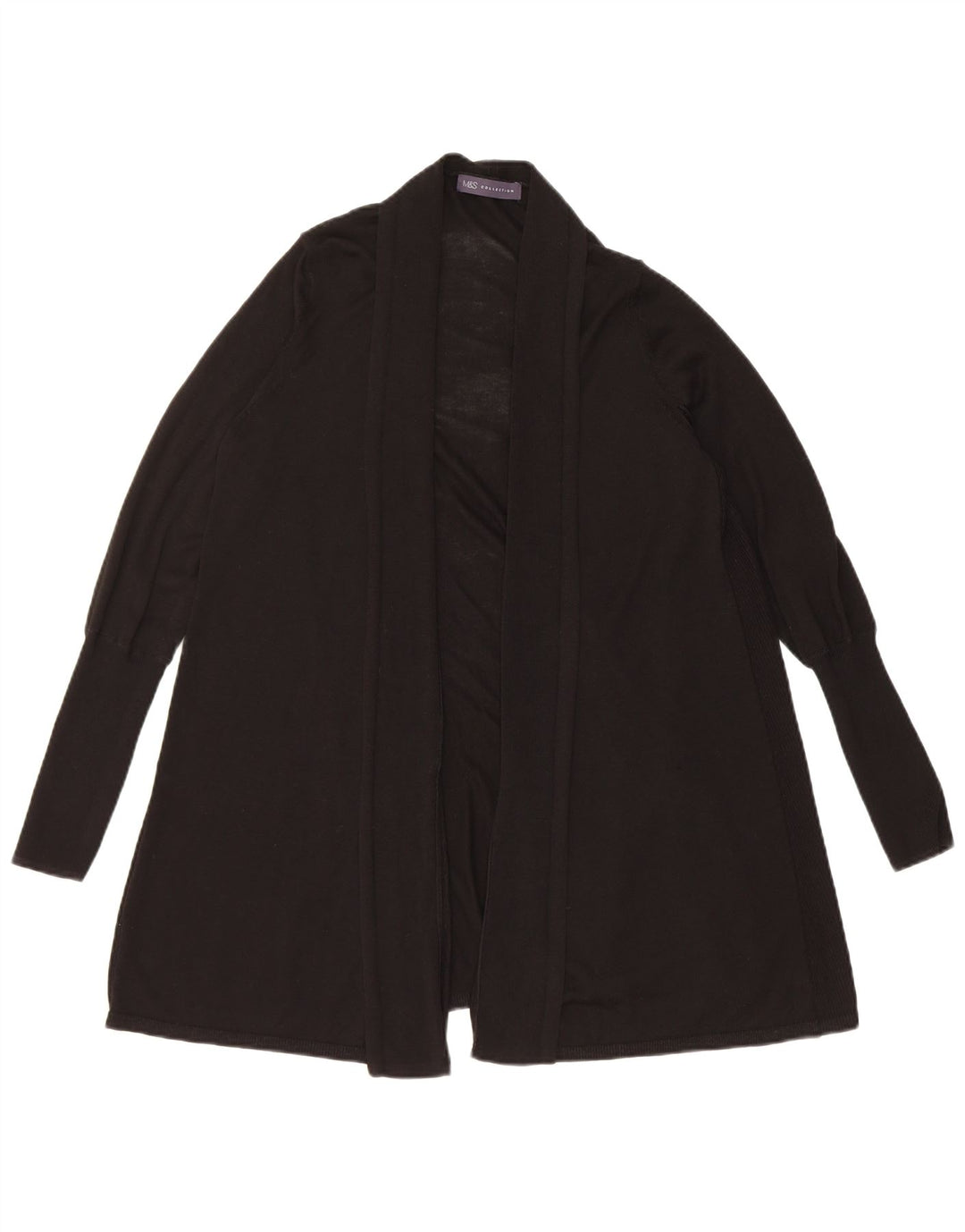 Marks & Spencer Damen Longline Open Cardigan Pullover UK 12 Medium Schwarz