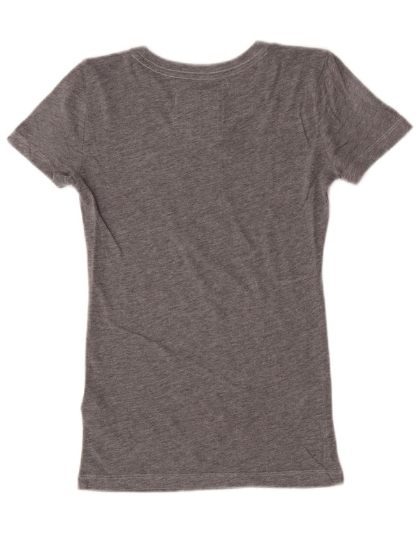 Abercrombie & Fitch Damen Grafik-T-Shirt-Oberteil UK 6 XS Graue Baumwolle