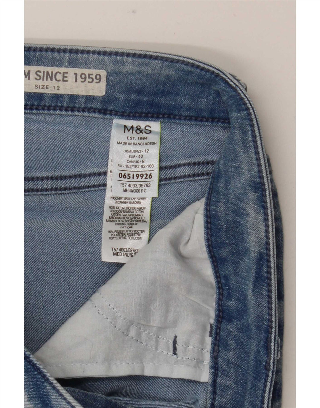 Marks & Spencer Damen Jeansshorts UK 12 Medium W31 Blaue Baumwolle