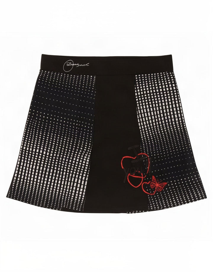 Desigual Damen Grafik-Minirock Medium W32 Schwarze geometrische Viskose