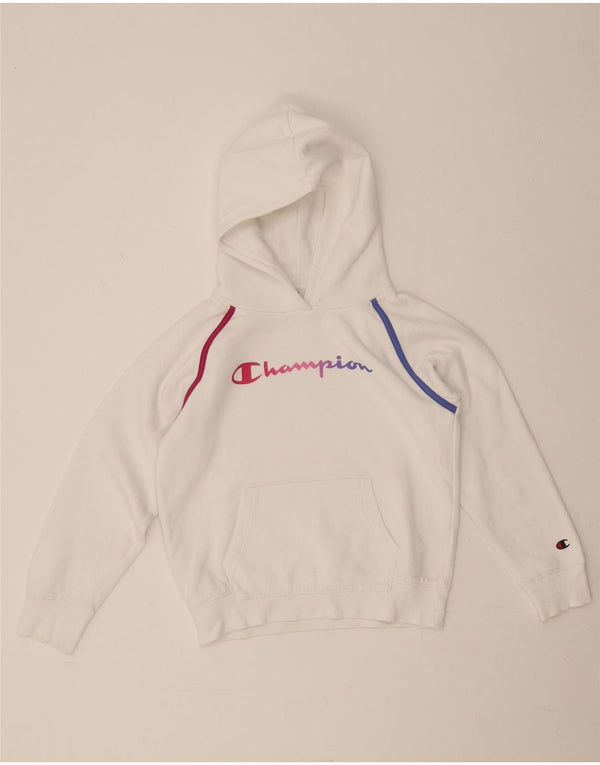 Champion Kapuzenpullover mit Grafik für Mädchen, 9–10 Jahre, mittelweiß, gestreift, Baumwolle