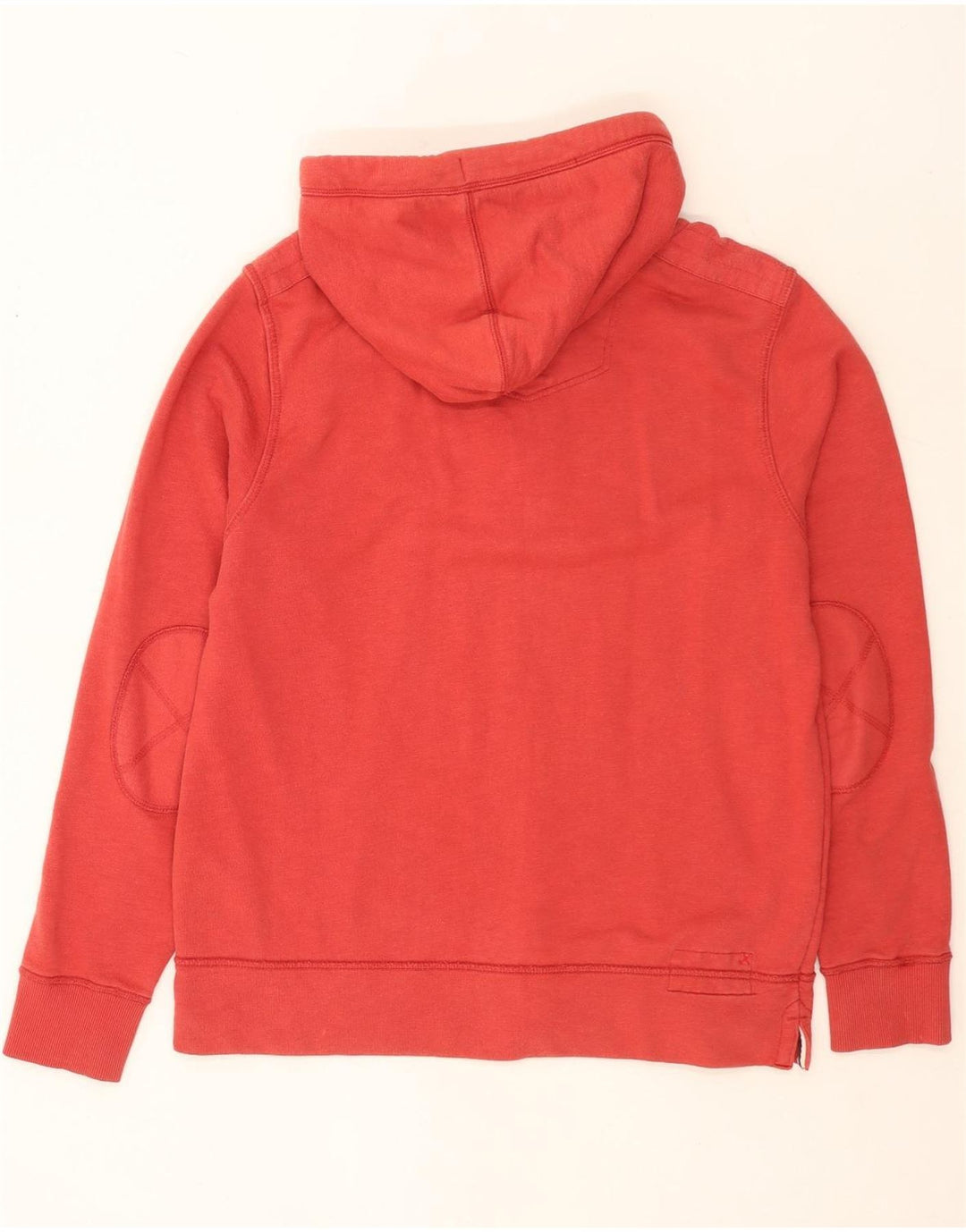 Fat Face Herren-Kapuzenpullover mit Knopfkragen, mittelrote Baumwolle