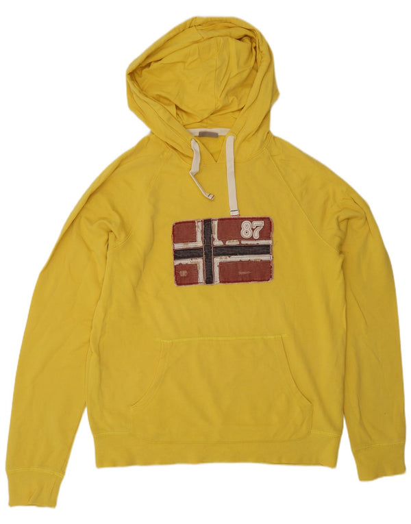 Napapijri Herren-Kapuzenpullover mit Grafik, mittelgelbe Baumwolle