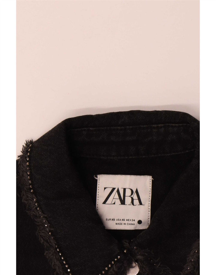 Zara Damen Western-Oversize-Jeansjacke UK 6 XS Schwarz