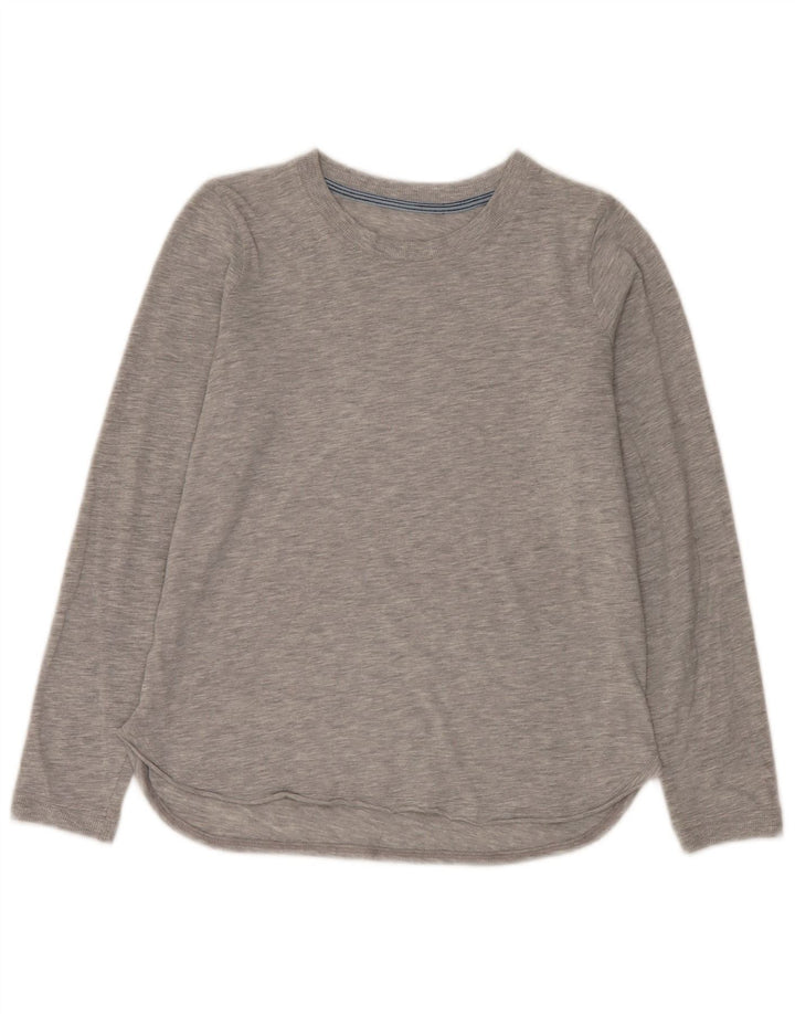Vintage Damen Top Langarm UK 12 Mittelgrau meliert