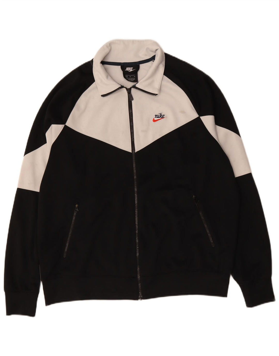 Nike Herren-Trainingsanzug-Top-Jacke aus mittelschwarzem Colourblock-Polyester