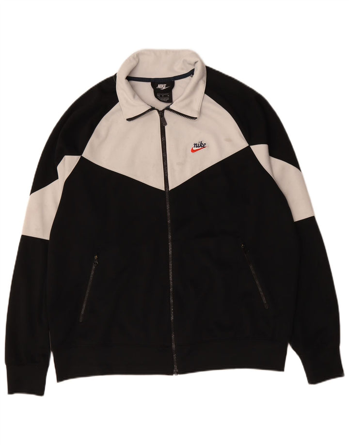 Nike Herren-Trainingsanzug-Top-Jacke aus mittelschwarzem Colourblock-Polyester