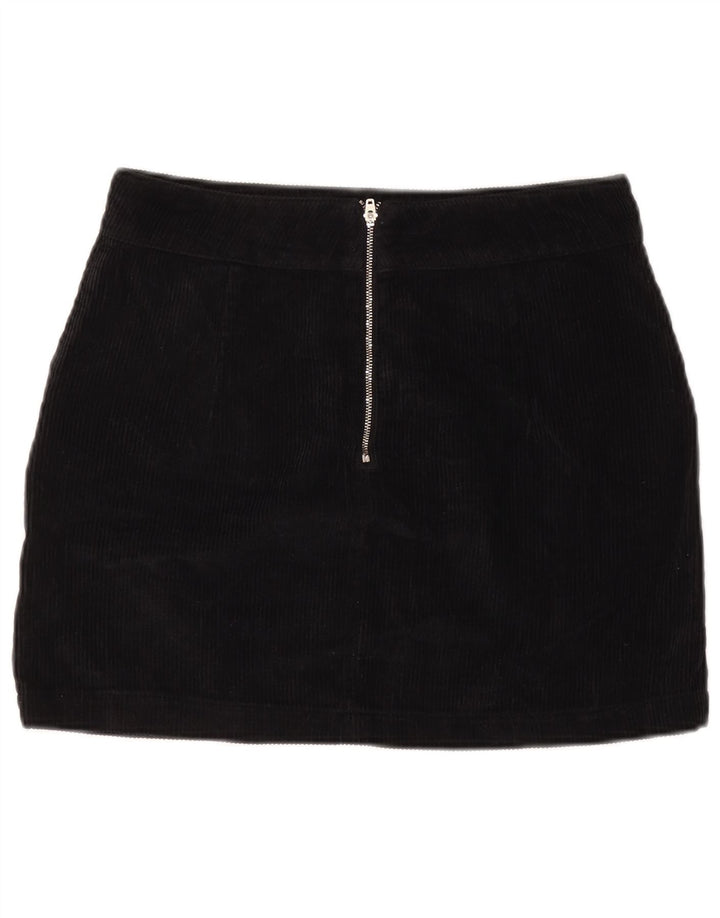 TOPSHOP Damen Cord-Minirock UK 12 Medium W28 Schwarze Baumwolle