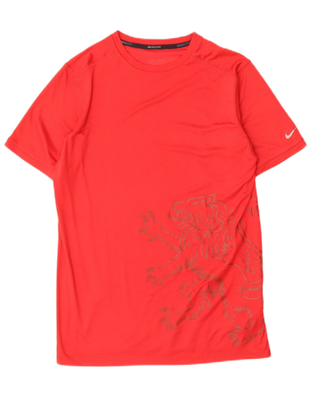 Nike Herren Dri Fit Grafik-T-Shirt-Oberteil aus mittelrotem Polyester