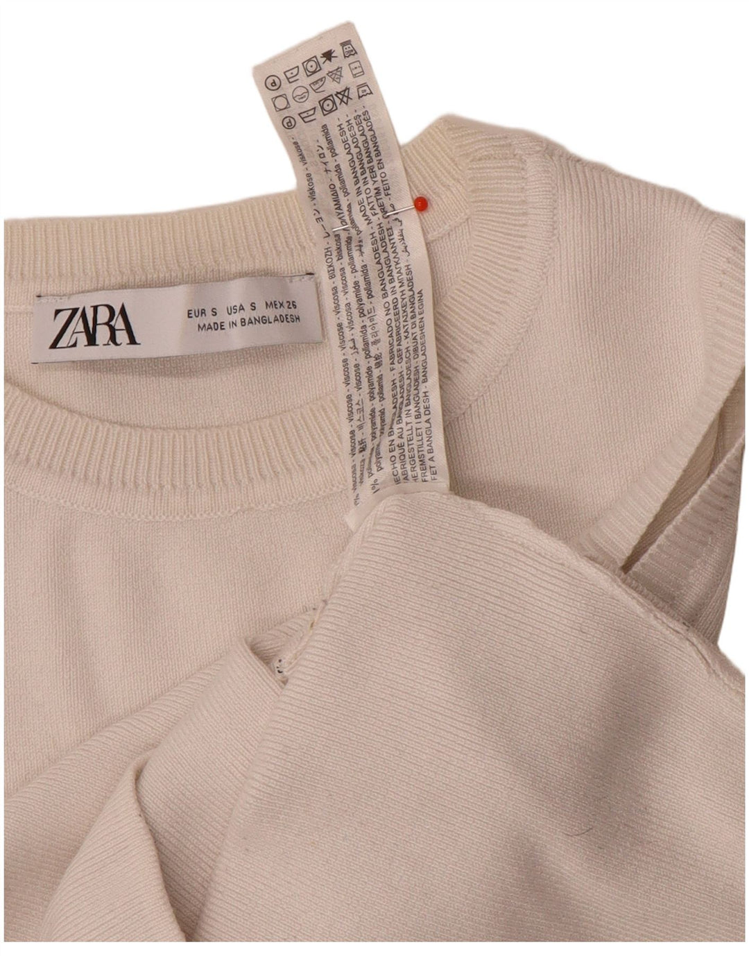 Zara Damen Crop Vest Top UK 8 Small Weiße Viskose