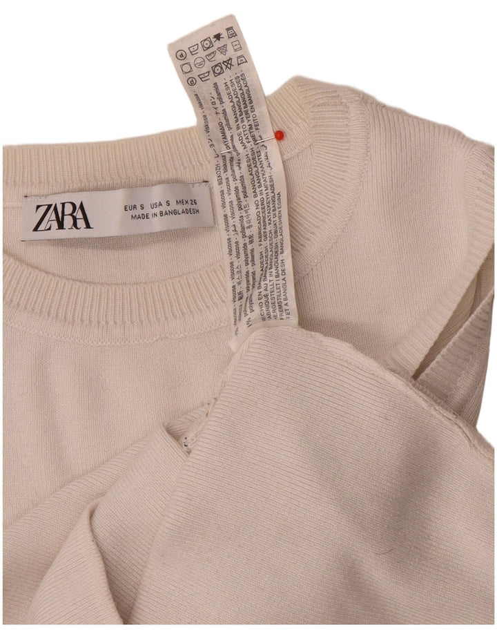 Zara Damen Crop Vest Top UK 8 Small Weiße Viskose
