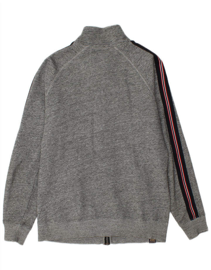 SUPERDRY Herren-Trainingsanzugoberteil aus mittelgrauer Colourblock-Baumwolle