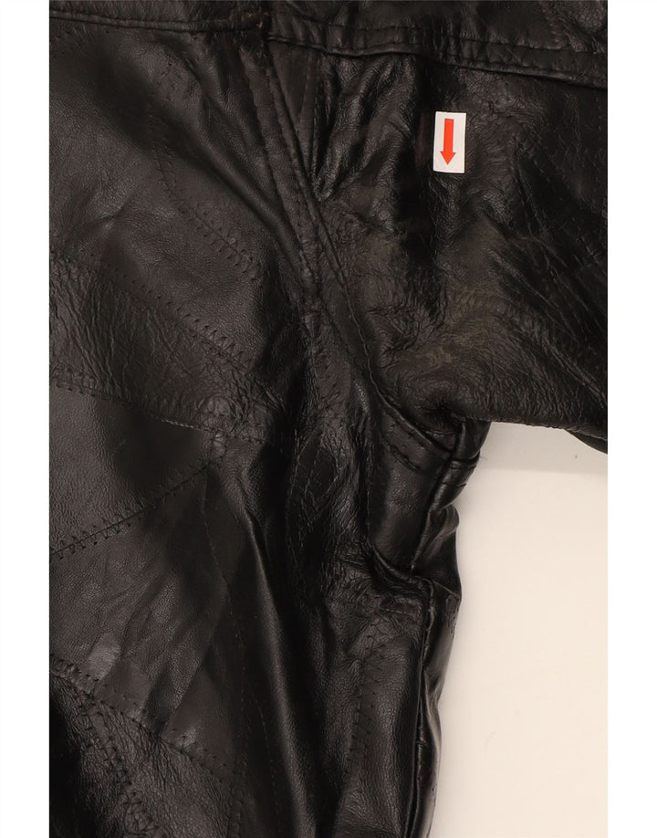 ALBERTO BRUNI Mens Leather Coat UK 40 Large Black Patchwork Vintage Alberto Bruni and Second-Hand Alberto Bruni from Messina Hembry 