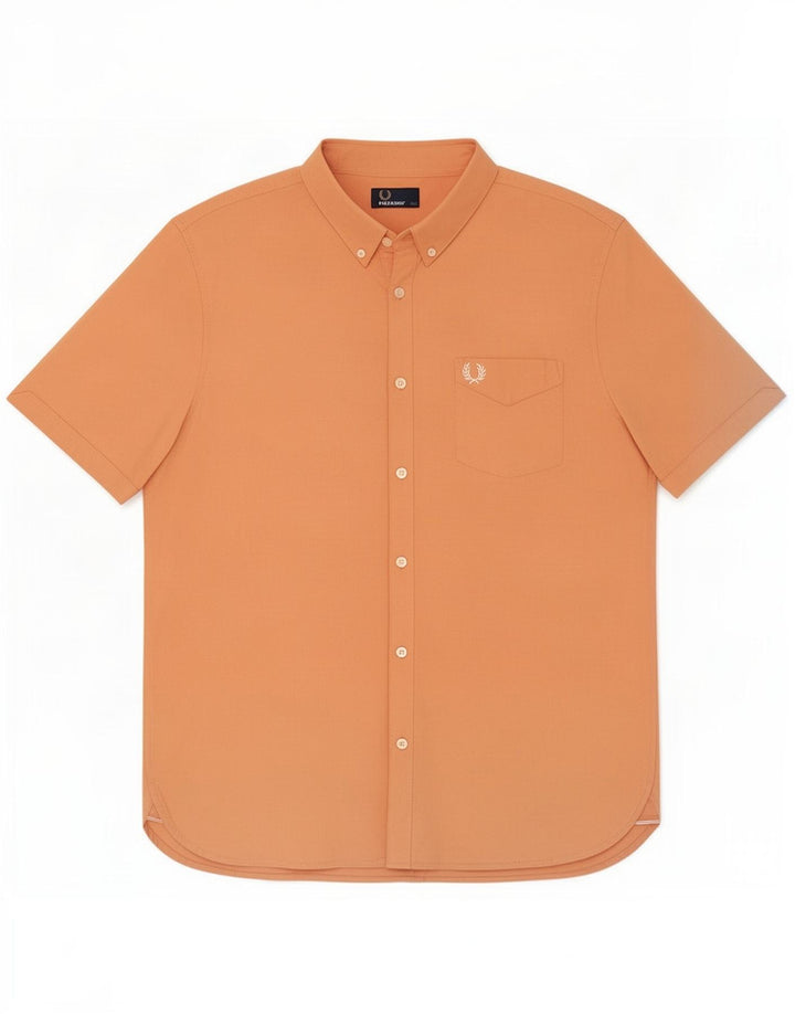 Fred Perry Herren Kurzarmhemd Große Orange Baumwolle