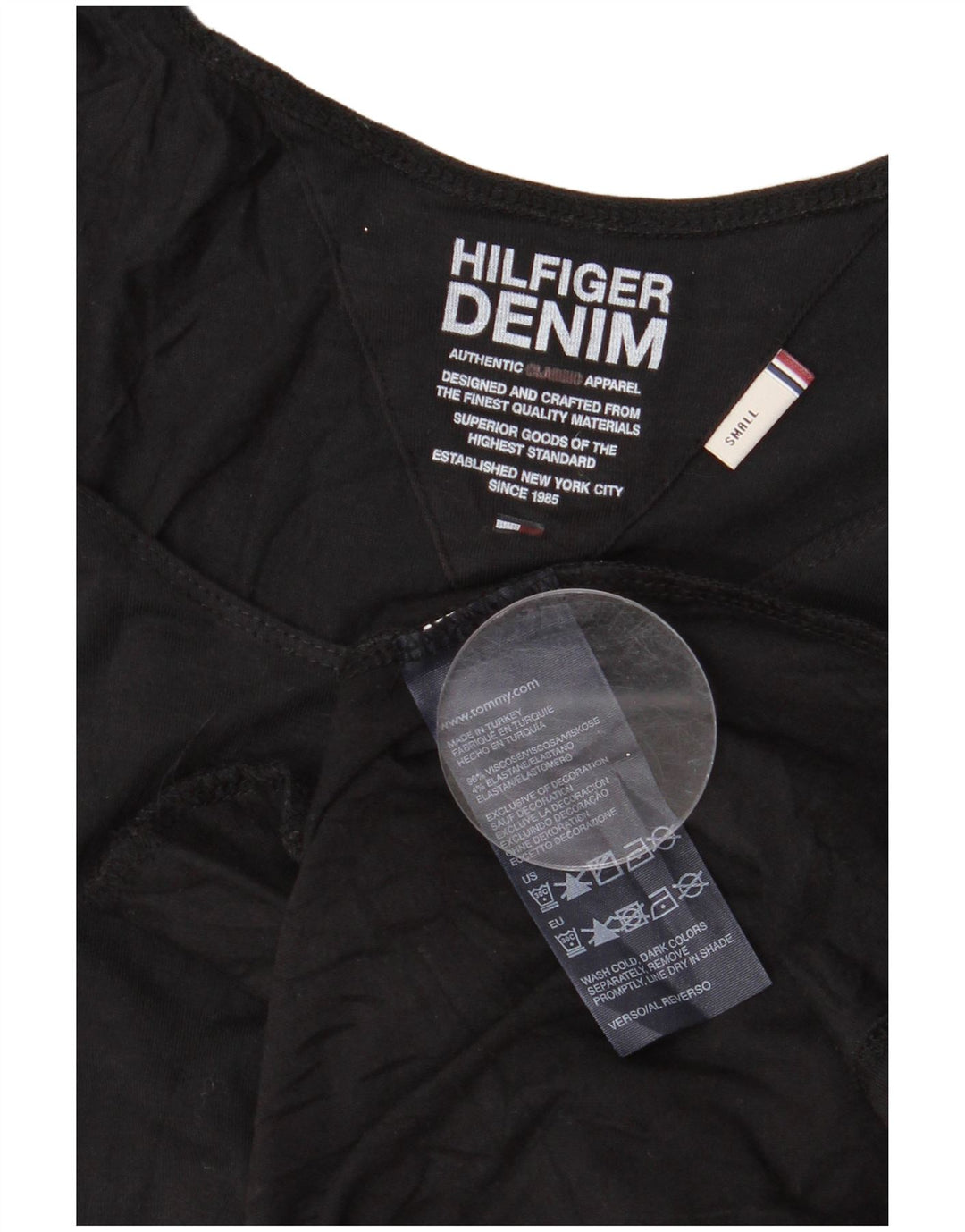 Tommy Hilfiger Damen ärmelloses Basic-Kleid UK 10 Small Schwarz Viskose