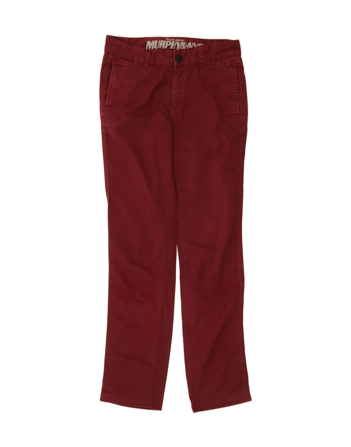 MURPHY & NYE Womens Slim Chino Trousers W30 L32 Red Cotton Vintage Murphy & Nye and Second-Hand Murphy & Nye from Messina Hembry 