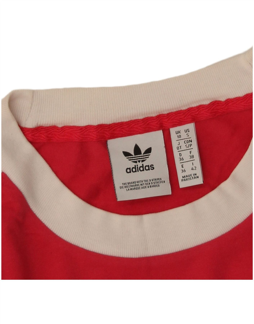 Adidas Damen Top Langarm UK 10 Small Rot Colourblock