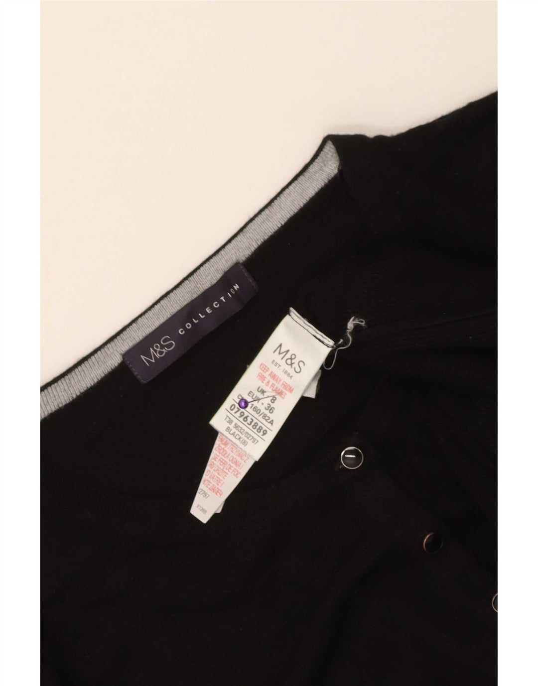 Zara Damen-Cardigan-Pullover UK 8 Small Schwarze Viskose