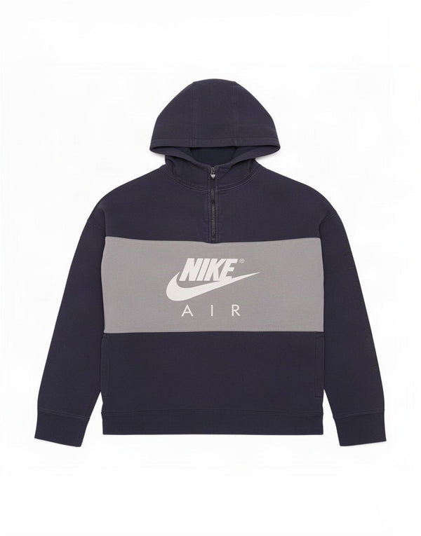 Nike Boys Graphic Zip Neck Hoodie Jumper 13-14 Years XL Blue Colourblock