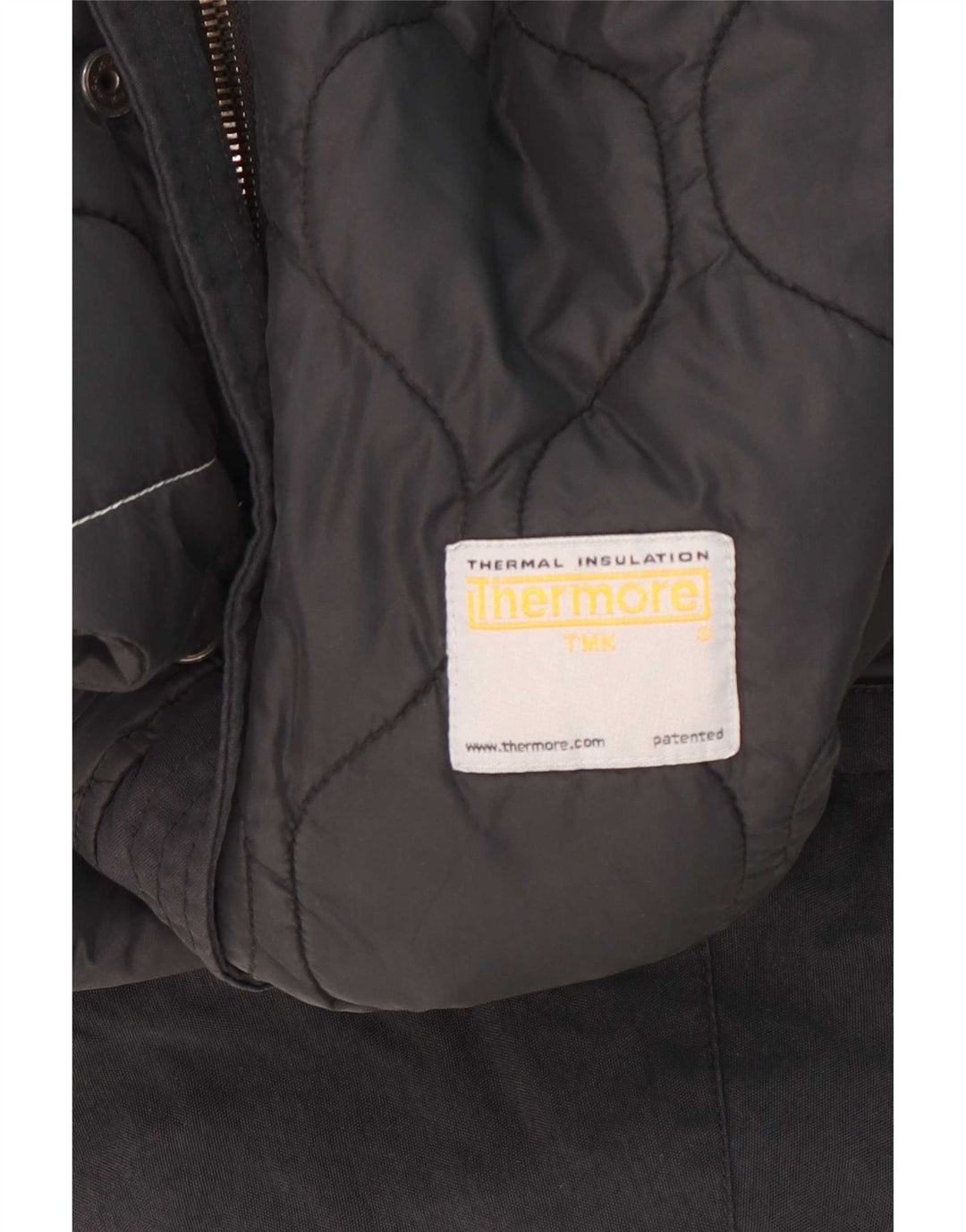 Vintage Damen Kapuzenparkajacke UK 14 Medium Schwarz Polyamid