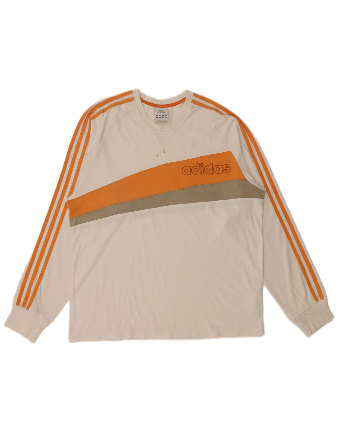 ADIDAS Grafischer Herren-Sweatshirt-Pullover aus mittlerer, cremefarbener Colourblock-Baumwolle