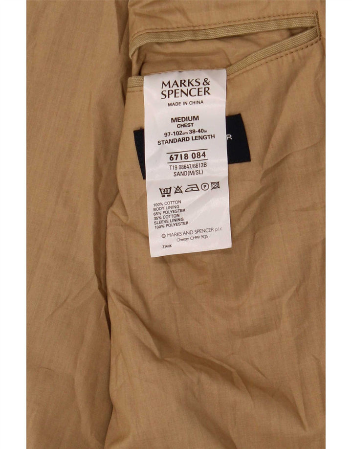 Marks & Spencer Herren-Blazer mit 2 Knöpfen, UK 38, mittelbeige Baumwolle