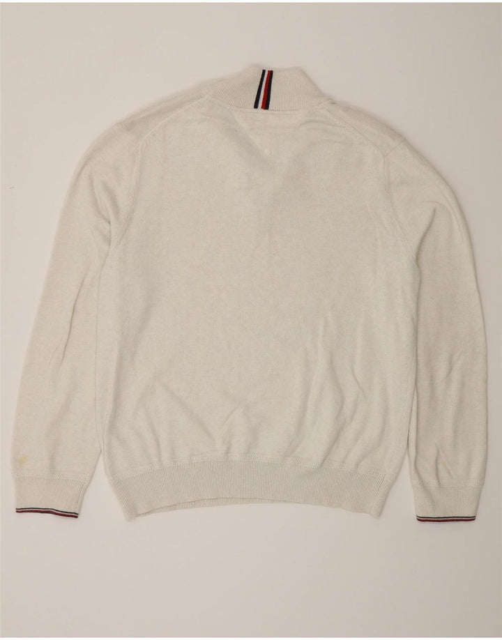 Tommy Hilfiger Herren-Pullover mit Reißverschluss am Hals, große graue Baumwolle