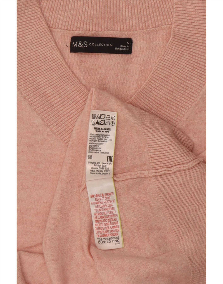 Marks & Spencer Damen-Pullover in Übergröße mit V-Ausschnitt, Gr. 10, Größe S, Rosa