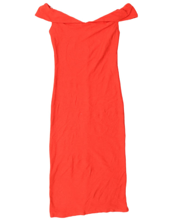 Zara Damen Trafaluc Off Shoulder Kleid UK 10 Small Rot