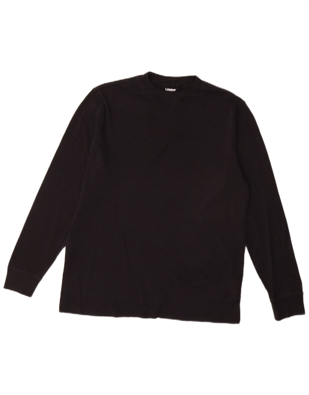 Lands End Herren-Top, langärmelig, mittelschwarz, Baumwolle
