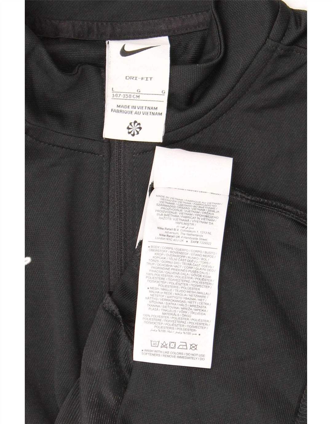 Nike Dri Fit Trainingsanzug-Oberteil für Jungen, 12–13 Jahre, Größe L, Schwarz, Polyester